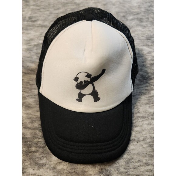 Panda Dap Trucker Hat Baseball Cap Black White O/S - Picture 1 of 5